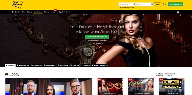 Vorschaubild für das Live Casino von Interwetten