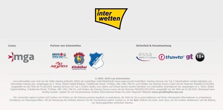 Lizenzen und Sicherheitssiegel des Interwetten Casinos