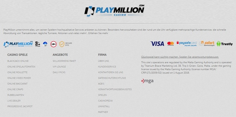 Lizenzen und Sicherheitssiegel von Playmillion