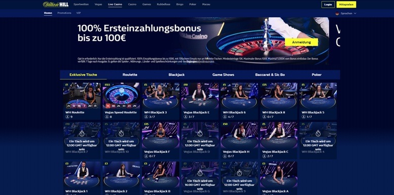 Vorschaubild für das Live Casino von WilliamHill