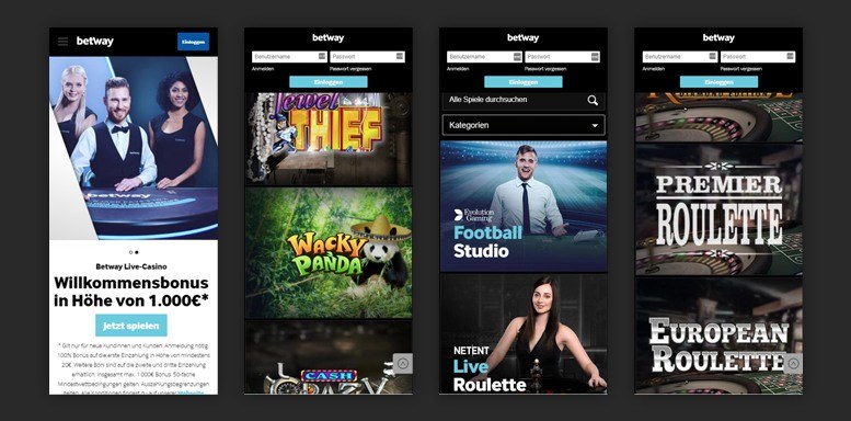 Mobile App von Betway Casino