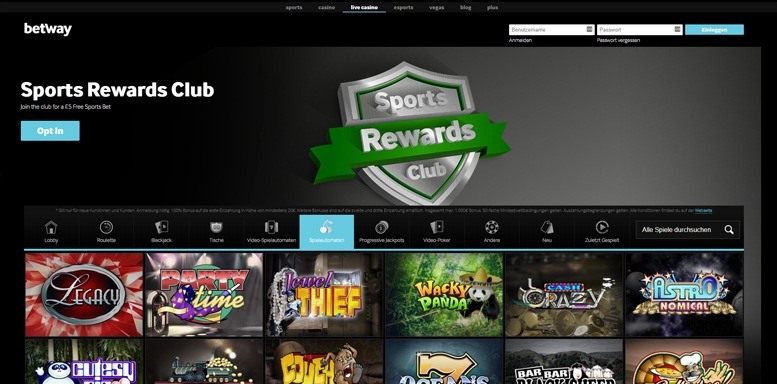 Betway Casino Spiele