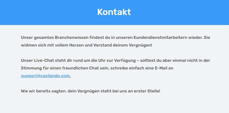 Kundensupport bei Casilando