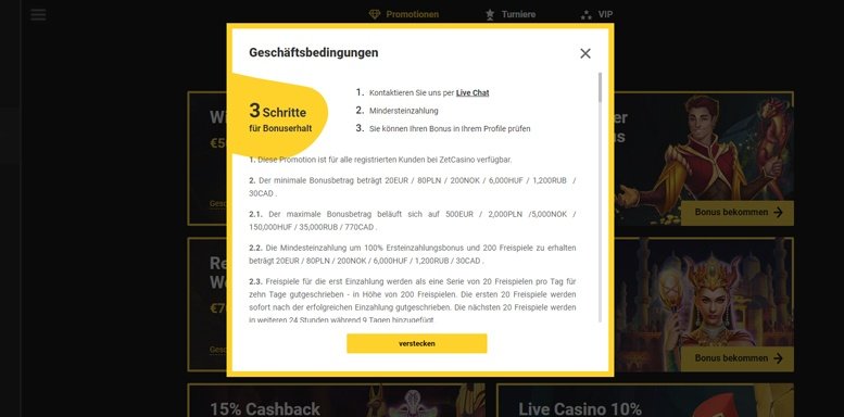 Vorschaubild des ZetCasino Bonuses