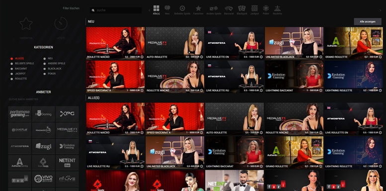 Vorschaubild für das Live Casino von MegaPari Casino