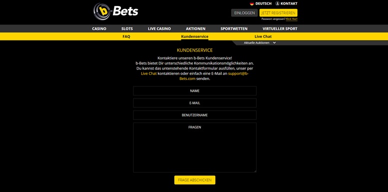 Kundensupport bei b-Bets Casino