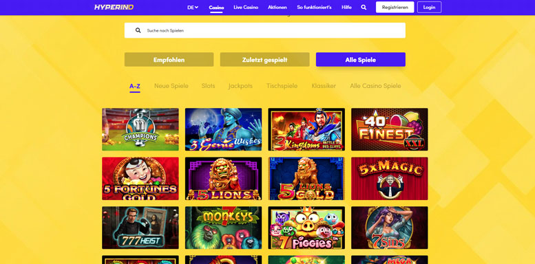 Hyperino Casino Spiele