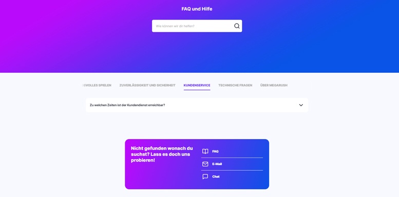 Kundensupport bei MegaRush